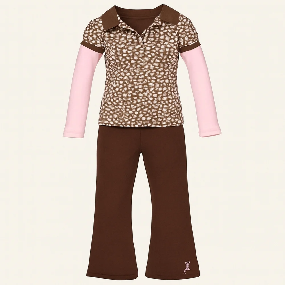 Old Navy Pink, Brown Top and Brown Puma Pants 5T, Set of 2 - Excellent condition